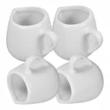 Cabilock 4er Set Mini Milchkännchen aus Keramik - 50ml Kleines Sahnekännchen mit Griff, Weißes Saucenkännchen für Kaffee, Milch & Dressing, Gastronomie-Qualität