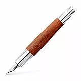 Faber-Castell 148200 - Füllfederhalter e-motion Holz/Chrom, Feder: M, inklusive Geschenkverpackung, Schaftfarbe: braun/silber