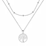 J.MUEN 925 Sterling Silber lebensbaum Anhänger Halskette mit Geschichtete Kette, Damen alles Gute zum Geburtstag Geschenkideen,Schmuck Für Frauen Und Mädchen