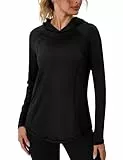 Terecey Sportshirt Damen Langarm Funktionsshirt Fitness Yoga T-Shirt Laufshirt mit Kapuze, Workout Shirts Frauen Leichte Atmungsaktive Sweatshirt UV Shirt Damen Langarm Sun Hoodie