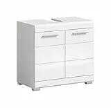 xonox.home Bad Scout X06A9705 Waschbeckenunterschrank Unterschrank Waschschrank in weiß Nachbildung und weiß Hochglanz tiefzieh, ca. B/H/T: 60x56x34 cm