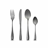 BERGNER MUNICH - 24-teiliges Besteckset aus Edelstahl - schwarz hochglanzpoliert - ideal für den täglichen Gebrauch - spülmaschinenfest - spülmaschinenfest