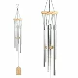 Windspiele für Draußen,6 Aluminiumle Legierung Röhren Windspiele für Garten Balkon Terrasse Hinterhof Home Decor (Silber)