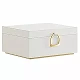 SONGMICS Schmuckkästchen 2 Ebenen, Schmuckkasten mit Griff, flexibles Schmucktablett, Schmuckbox, Schmuckaufbewahrung, schwebender Effekt, 20,5 x 24 x 11 cm, Geschenkidee, weiß JBC165W01