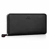 BROWN BEAR Reißverschluss Geldbörse Damen Leder lang mit Münzfach | Echtleder Schwarz Nappa | RFID-Schutz | Portemonnaie | Geldbeutel | BB Conny BK