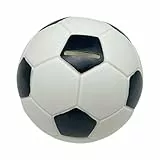Relaxdays Fußball Spardose, Ø 15 cm, Kunstharz Sparbüchse, Drehschloss, Geschenkidee Kinder & Fußballfans, schwarz/weiß