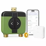 Meross Bewässerungscomputer WLAN 2 Ausgänge MST200, Automatische Bewässerung & Fernsteuerung, Regenverzögerung & Wasserverbrauchsmonitor, kompatibel mit Apple Home, Alexa & Google Home, Grün, 2.4GHz