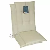 LILENO HOME Gartenstuhl Auflagen als [2er Set - Hochlehner] in Beige - Bequeme Liegen als Sitzauflagen für Gartenmöbel - Stuhlkissen für Gartenstühle und Klappstühle