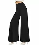 QGGQDD Palazzo-Hose mit weitem Bein für Damen – lässige, weiche, hohe Taille, Loungehose, lockere, bequeme, dehnbare Hose, Schwarz, 3XL Große Größen/Lang