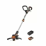 WORX WG163E.2 Akku Rasentrimmer 20V, 2-in-1 Rasentrimmer mit 90° drehbarer Trimmerkopf, 30cm Schnittdurchmesser, Teleslopstiel (inkl. 2Ah Akku & Ladegerät)