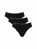 Sloggi Damen Unterhose 24/7 Cotton Tai , Baumwolle, 3-Pack, 40, Schwarz