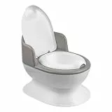 Little Star Kinder Toilette Lerntöpfchen ab 18 Monate – Realistische Kleinkindtoilette mit Rückenlehne & Griffen – Herausnehmbarer Einsatz – Rutschfestes Töpfchen für Toilettentraining - weiß/grau
