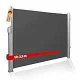 NOOR Seitenmarkise EXKLUSIV 100x350 cm Anthrazit - blickdichter Sichtschutz für Balkon, Terrasse & Garten - ausziehbarer Sonnenschutz/Windschutz inkl. Befestigungen - imprägniert und wasserabweisend