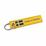 VmG-Store MADE IN Jet Tag Schlüsselanhänger 105x25mm Länderfahnen robustes festes Material umkettelt mit stilvollen Länder Fahnen S139 (Schweden)