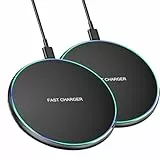 Wireless Charger,Schnelles kabelloses Ladegerät, kabelloses Ladepad kompatibel mit iPhone 16/15/14/13Pro Max/SE/XR AirPods;15W Schnellladung für Galaxy S24/S23/S22/S21/Note/Pixel, LG (2 Pack)