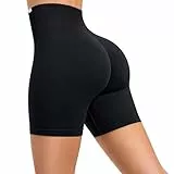 SMILODOX Sport Shorts Damen Amaze Pro, Seamless Blickdichte Radlerhose, Unsichtbarer Scrunch-Effekt, V-Shape High Waist Kurze Sporthose Biker Shorts Yoga Fitness Gym, Größe:M, Color:Schwarz