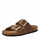 Tamaris Damen Fußbett Pantolette Leder flach, braun, 40 EU