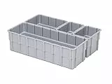 1a-TopStore Einsatzkasten Einteilungs-Set für Eurobehälter, Schubladen mit Innenmaß 362x262 mm (LxB), 102 mm hoch, verschiedene Größen/Farben (4er Mix Set, grau)