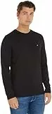 Tommy Hilfiger Herren Langarmshirt Tommy Logo Baumwolle, Schwarz (Black), S