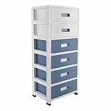 Schubladenschrank Kunststoff mit Rollen Rollcontainer Schubladen Wagen Weiß - aus Lagersystem, für Schlafzimmer, Wohnzimmer, Arbeitszimmer, Haus, Hotel, Gästehaus, Büro oder Geschäftsraum