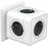 Steckdosenwürfel Mehrfachsteckdose 5 Fach Erweiterbare 3680W Steckdosenleiste Kompakte Verteilersteckdose für Büro Zuhause Küche