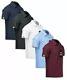 ZITY 5er Pack Poloshirts Herren Kurzarm Schnelltrocknend Atmungsaktives T-Shirt Männer Sommer Polohemd Sport Shirt Regular Fit Golf Polo Shirts für Herren(2XL)
