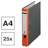 Centra Standard-Ordner, Wolkenmarmor, 25er Pack, Recycling, Blauer Engel, LGA Zertifikat, A4, 5,2 cm breit, bis zu 350 Blatt (80 g/m²), Kantenschutz, Griffloch, orange, 221126