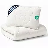 Baby Bettdecke und Kissen Kinderdecke 90x120 cm - Kinderbettdecke Kinder Bettdecken Set und Decke für Kleinkind Babybett Mikrofaser Weiß Oeko-Tex-Zertifikat 90 x 120