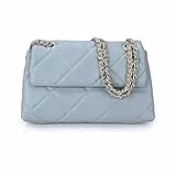 Gladdon Schultertasche mit mehreren Taschen für Damen, Rautenmuster, Umhängetasche, weiches Leder, gesteppt, Handtasche mit verschiebbarem Kettenriemen, blau, 10 x 3.93 x 5.7 inches, Elegant