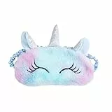 FENICAL Weicher Plüsch Einhorn Schlafmaske Augenabdeckung - Niedlicher Einhorn Schlaf Augenschirm für Kinder und Erwachsene Zuhause Reisen Schlafen - Blau