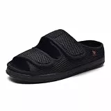 Fudaolee Sandalen Herren Rehaschuhe Klettverschluss Verbandsschuhe Damen Orthopädische Hausschuhe Weit Diabetiker Schuhe Unisex-Erwachsene Gesundheitsschuhe Therapieschuhe Schwarz Etikett 47 = EU 46