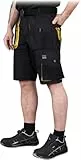 REIS FORECO-TS BJS Arbeitsshorts für Herren, Cargo-Shorts, Sicherheitsshorts, Arbeitsshorts, Garten-Shorts, Schwarz-Gelb, Größe: M
