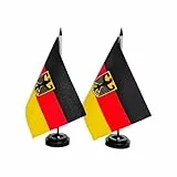 2 Stück Tischflaggen Deutschland, Schreibtischflagge Deutschland 21 x 14 cm, Mast und Basis, Schreibtischflaggen Deutschland für Konferenzräume (Deutschland)