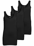 ONLY 3er Pack Damen Basic Tops Tank Top schwarz lang 15201465 (M, Schwarz (Black))