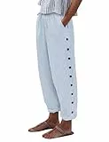Svanco Sommerhose Damen Leicht Und Luftig, 7/8 Hose Sommer, Weite Stoffhose Dünne Musselin Hose aus Baumwolle