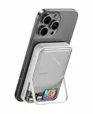 sharge ICEMAG 2 MagSafe Powerbank, 15W Qi2 Magnetisches Tragbares Ladegerät mit aktiver Kühlung, 10000mAh Akkupack mit faltbarem Ständer, Transparent, kompatibel für iPhone 16/15/14 Serie, Galaxy