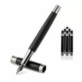 TIESOME Metall Füllfederhalter Set, Titan Stahl Luxuriöses Vintage Luxus Feine Spitze Glatter Schreibstift Inklusive 6 2.6 mm Tintenpatronen Füller für Journaling Kalligraphie Schulbüro