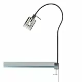 Fischer & Honsel|Klemmleuchte, Iska|sandschwarz|Glas|rauchfarben zu klar|B: 8,50 cm, H: 65,00 cm, Ausl. Wand: 50,00 cm|Schnurschalter|1x E14 max. 10,0 Watt|30441