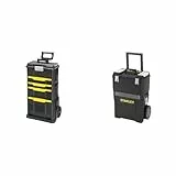 Stanley Rollende Werkstatt aus Metall-Kunststoff 1-79-206 – Werkzeugwagen leer mit 3 modularen Einheiten & Rollende Werkstatt (47,3 x 30,2 x 62,7 cm, zwei separat verwendbare Werkzeugboxen) 1-93-968