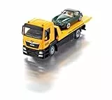 siku 2722, MAN Abschleppwagen ADAC, Inkl. Abzuschleppendem Spielzeugauto, 1:55, Metall/Kunststoff, Gelb, Originalgetreue Funktionen, Ausziehbare Seilwinde, Kipp- und absenkbare Transportplattform