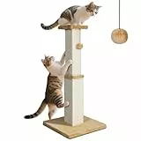 Zvonema Kratzsäule, Kratzbaum, 78 cm Hoch, Natürlichem Sisalstamm Kratzstamm, Katzenkratzbaum stabil mit Interaktiven Plüschball, Katzenbaum für Mittelgroße und Klein Katzen, Indoor