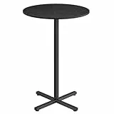 VASAGLE Bartisch, Stehtisch, Bistrotisch rund, Balkontisch Indoor, Kleiner hoher Tisch für Hausbar, Wohnzimmer und Esszimmer, 60 x 60 x 104,5 cm, einfacher Aufbau, ebenholzschwarz LBT361B01