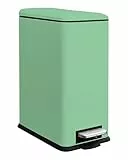 JM ·YIPENG Mülleimer Küche 30L, Schmaler Tretmülleimer mit Deckel, Edelstahl Küchenmülleime mit Inneneimer, Rechteckiger Abfalleimer für Küche, Bad, Schlafzimmer, Büro,Grün