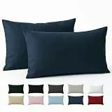 Dreamzie Kissenbezug 40 x 80 Renforcé Baumwolle (2er-Set) - Dunkelblau - Dicht gewebt mit 57 Fäden/cm² - Kissenbezug 40x80 cm - Oeko Tex Zertifiziert