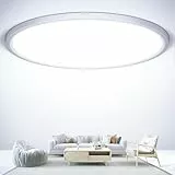 NIBSHOOM Deckenlampe LED Deckenleuchte Rund Flach 6500K,24W/2400LM/IP44 Wasserfest Ultradünn Badezimmer Lampe Decke, Modern Schlicht deckenlampen für Schlafzimmer Wohnzimmer Flur Küche Büro,300*17mm