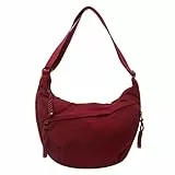 Generisch Unisex Umhängetasche Crossbody Bag Schultertasche (37x25x5cm) - Großes Fassungsvermögen Verstellbarer Gurt (110cm) Leicht & Robust Mit Trennfüchern Mehrere Farben Mondform-Design (Red)