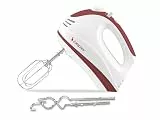 BEPER P102SBA101 Elektrischer Schneebesen 300W, Elektrischer Schneebesen mit 2 Schneebesen, 2 Quirlen, 5 Geschwindigkeiten und Turbofunktion, Ergonomischer Griff, Weiß/Rot