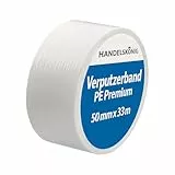 Handelskönig Verputzerband PE Premium weiß 50 mm x 33 m - extra starkes Putzklebeband für anspruchsvolle Abdeckarbeiten bei Verputz- und Malerarbeiten