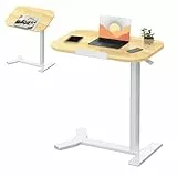 SANODESK Pneumatischer höhenverstellbarer Beistelltisch – 90° klappbare Tischplatte, flexibel als Sofa-, Bett- oder Balkontisch, 65–105 cm, platzsparend & vielseitig(ahorn)
