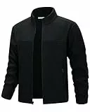 33,000ft Herren Fleecejacke leicht Strickjacke Übergangsjacke Outdoor Fleecejacken Warm Winterjacke für Wandern Freizeit Trekking Schwarz L
